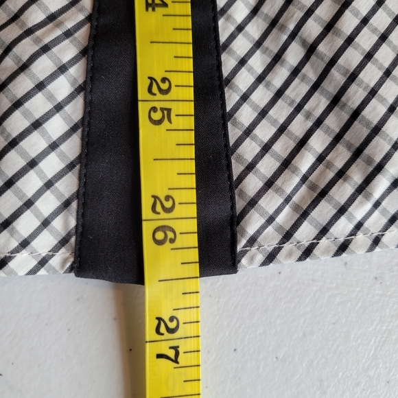 Lafayette 148 Collared Blouse Sleeveless 12 Black Trim Plaid Checkered Career - Picture 9 of 9
